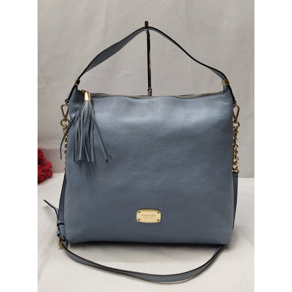 Michael Kors Blue Pebble Zipper Closure Crossbody Shoulder Bag - Picture 1 of 16